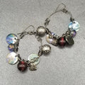 Pierced Earrings Black Wire Loop Acrylic Metal Charm Dangle 2 1/4"