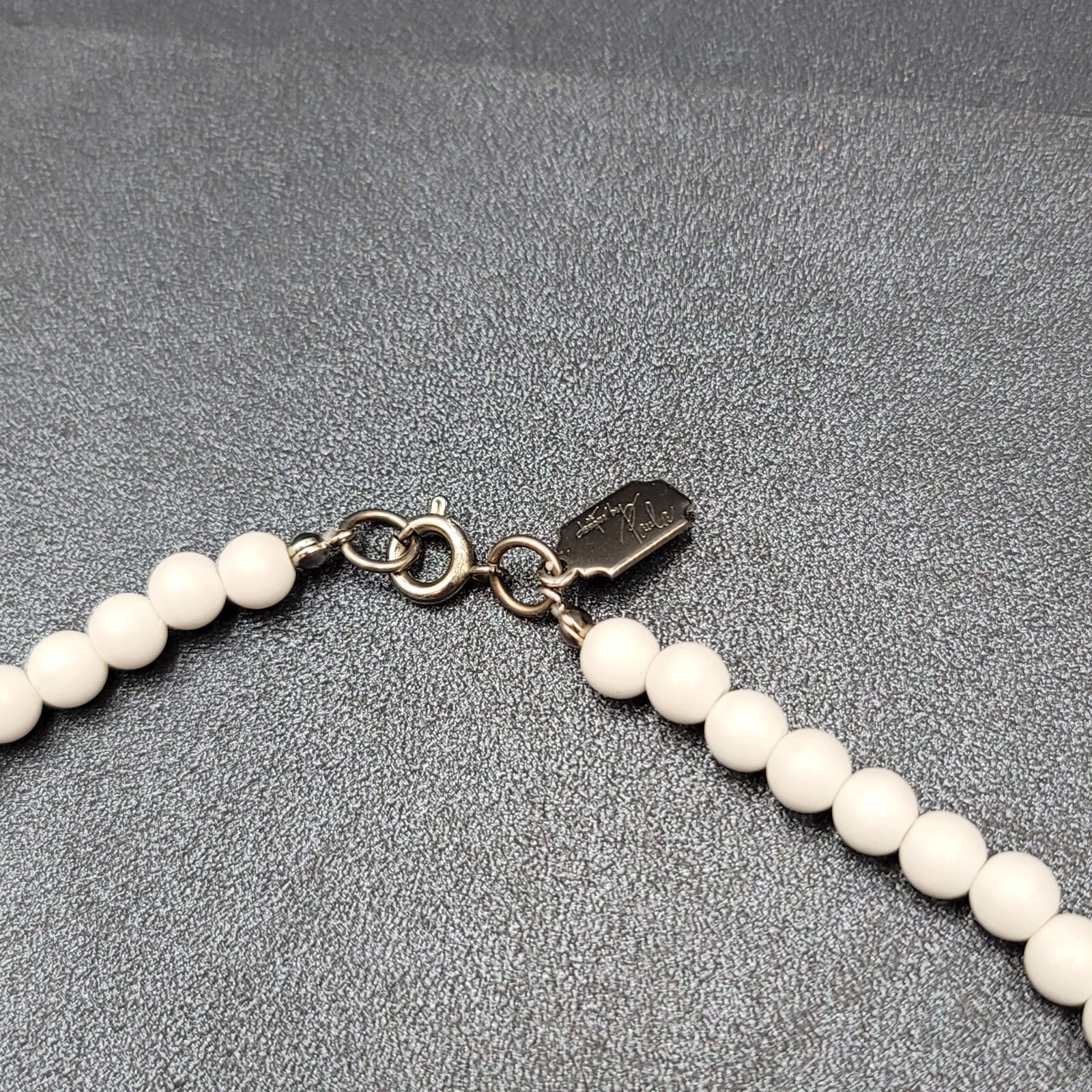 Vintage Designed by Paula Necklace Graduated White Beads 22"