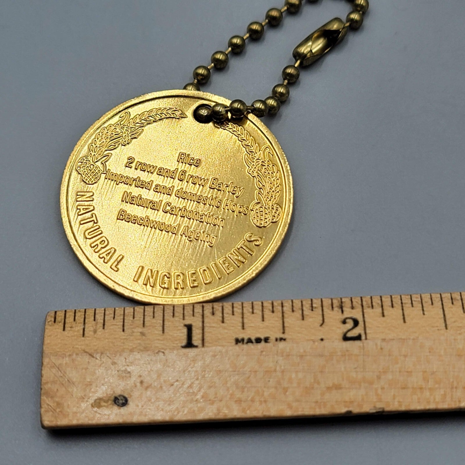 Vintage Keychain Token Budweiser Quality Brewing Natural Ingredients 1.5"