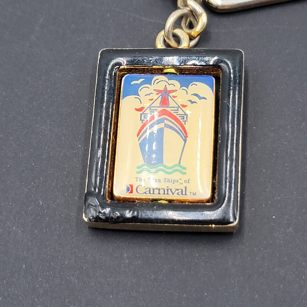 Vintage Keychain Carnival Cruises The Fun Ship Cruise Ship Metal Enamel Spinner