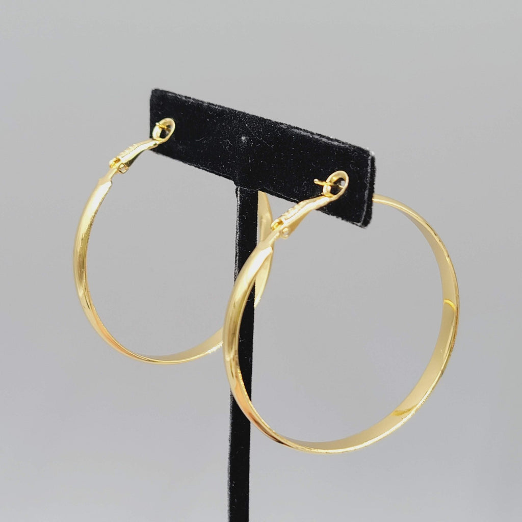 Large Hoop Pierced Earrings Gold tone Hoops 2"