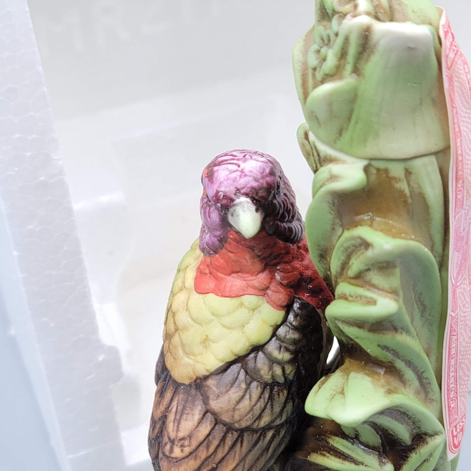 Vintage Lionstone Painted Bunting Tropical Bird Miniature Size Decanter EMPTY