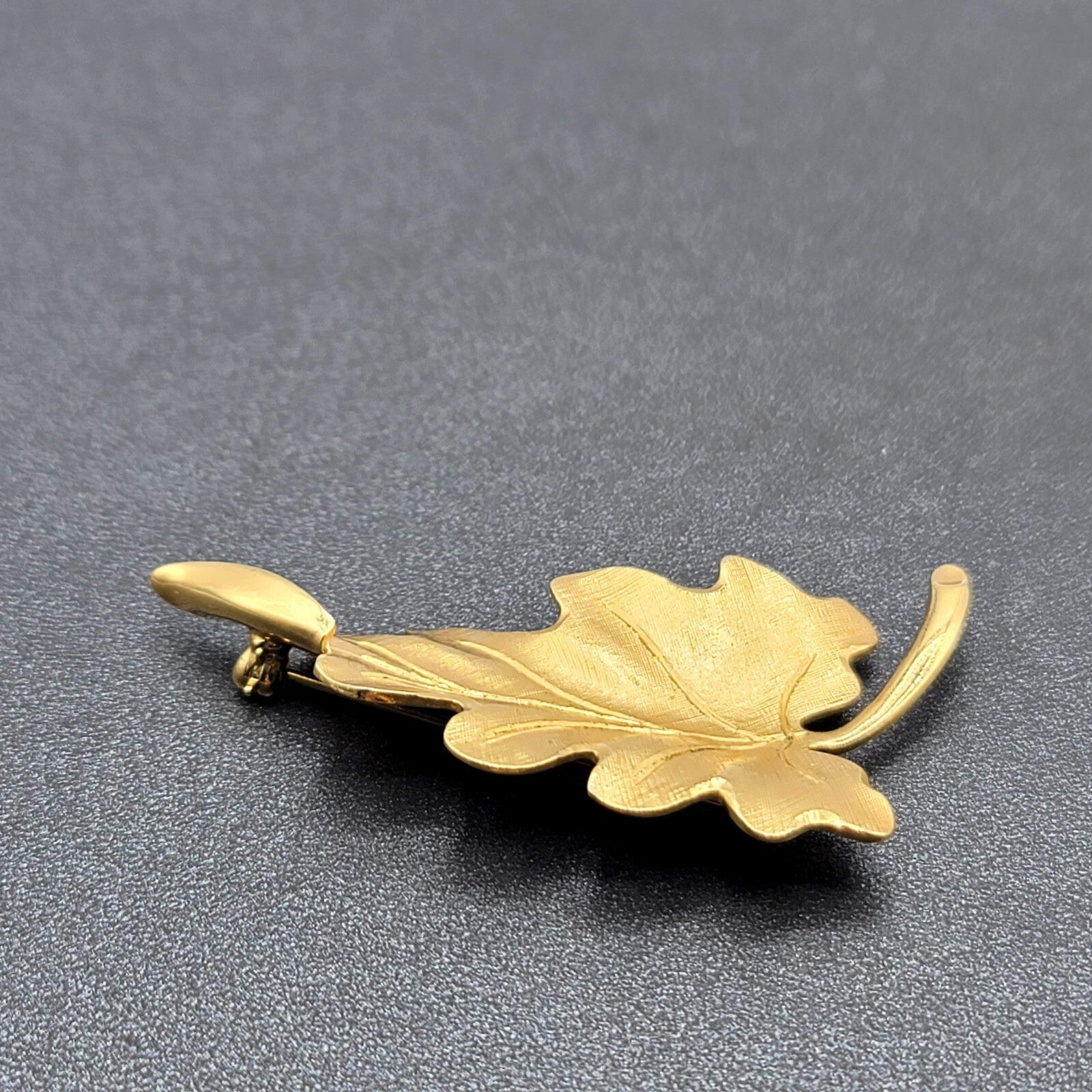 Vintage Monet Brooch Gold Plated Leaf Pin Estate 2 3/8" long Signed