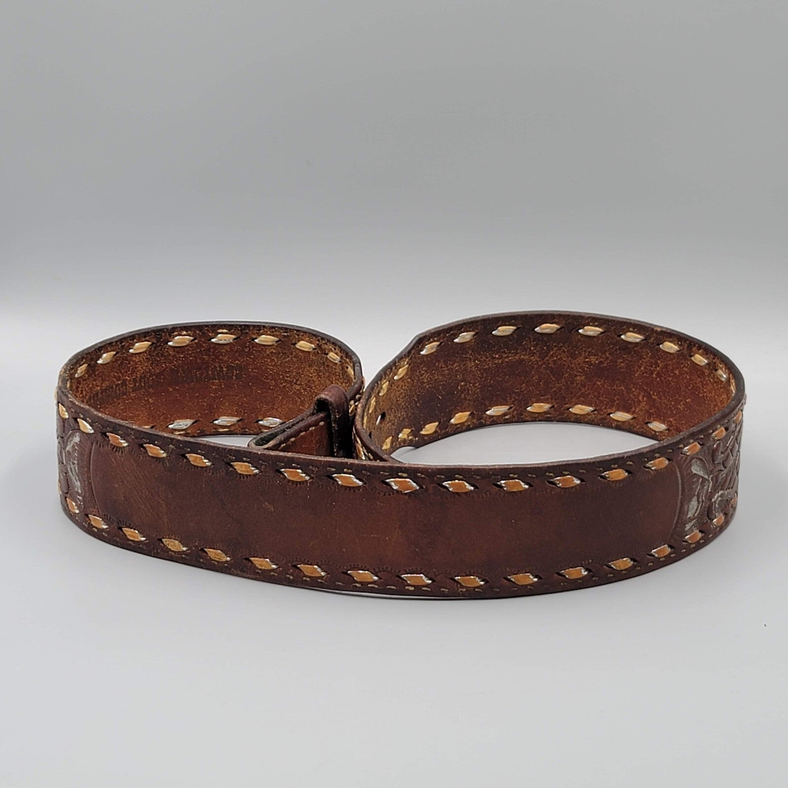 Vintage Cowtown Leather Buffalo Nickel Embossed Belt Small Pre-owned