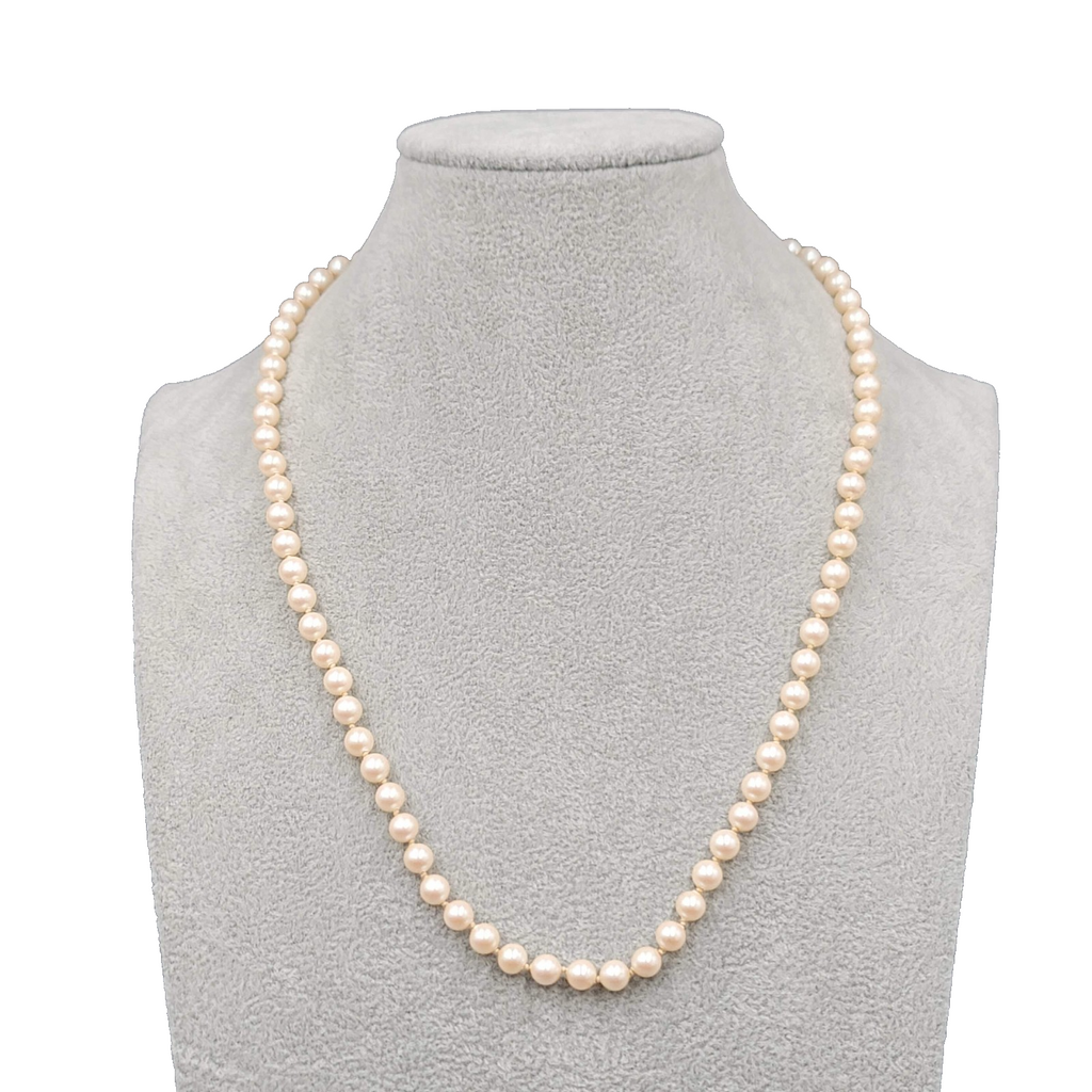 Vintage Champagne Faux Pearl Necklace Hand Knotted 20 in