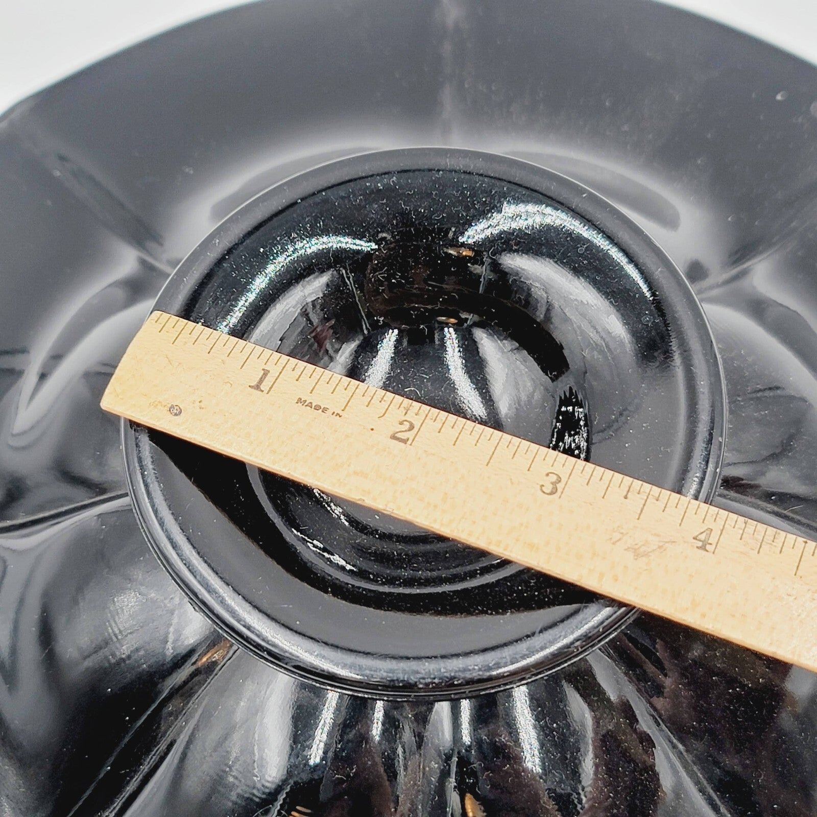 Vintage Black Glass Large Pedestal Bowl Dish MCM 11.5"