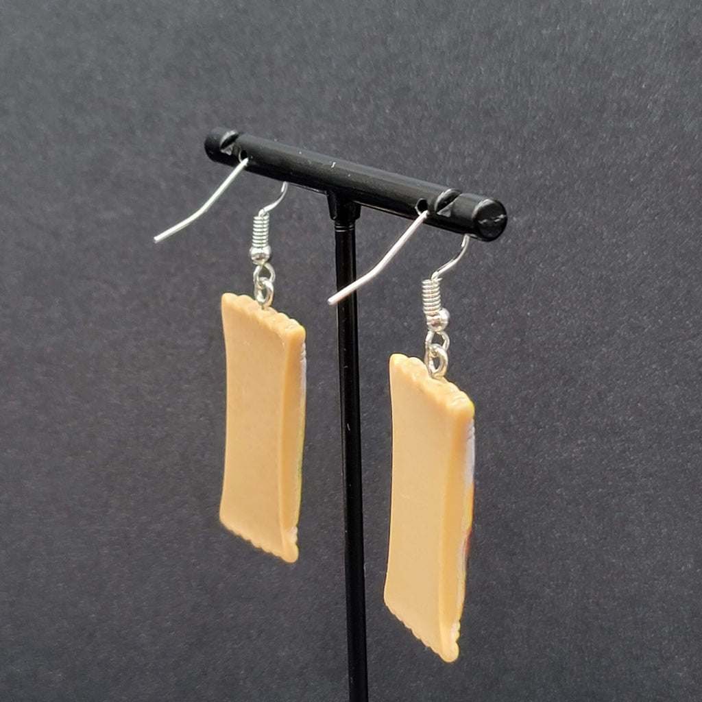 New CADBURY CHOCLAIRS Candy Pierced Earrings Acrylic Dangle 1.25"