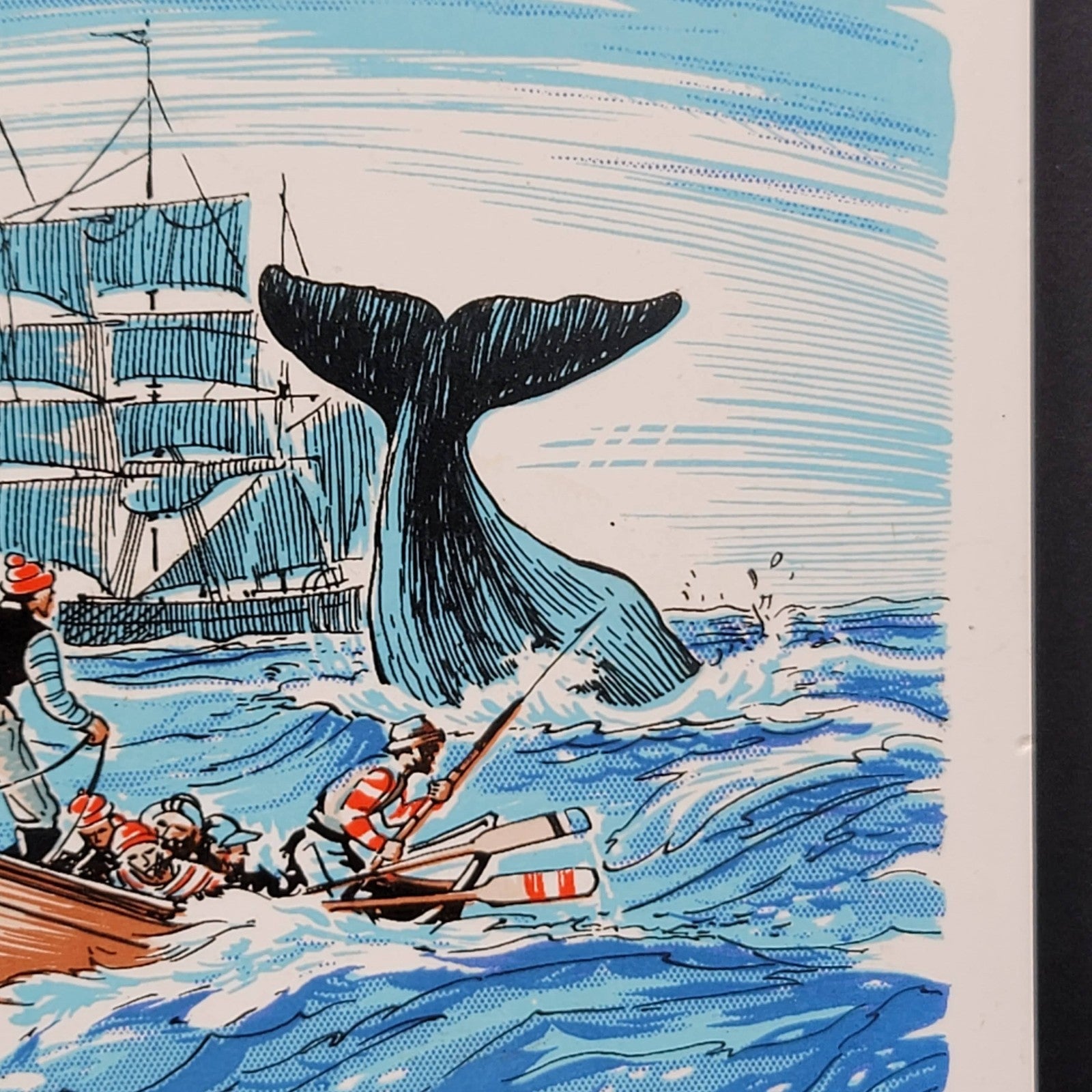 Vintage Decorative Ceramic Tile Fishing Whaling Theme Screencraft 6x6