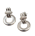 Door Knocker Pierced Earrings Silver  Plated Drop 1 in