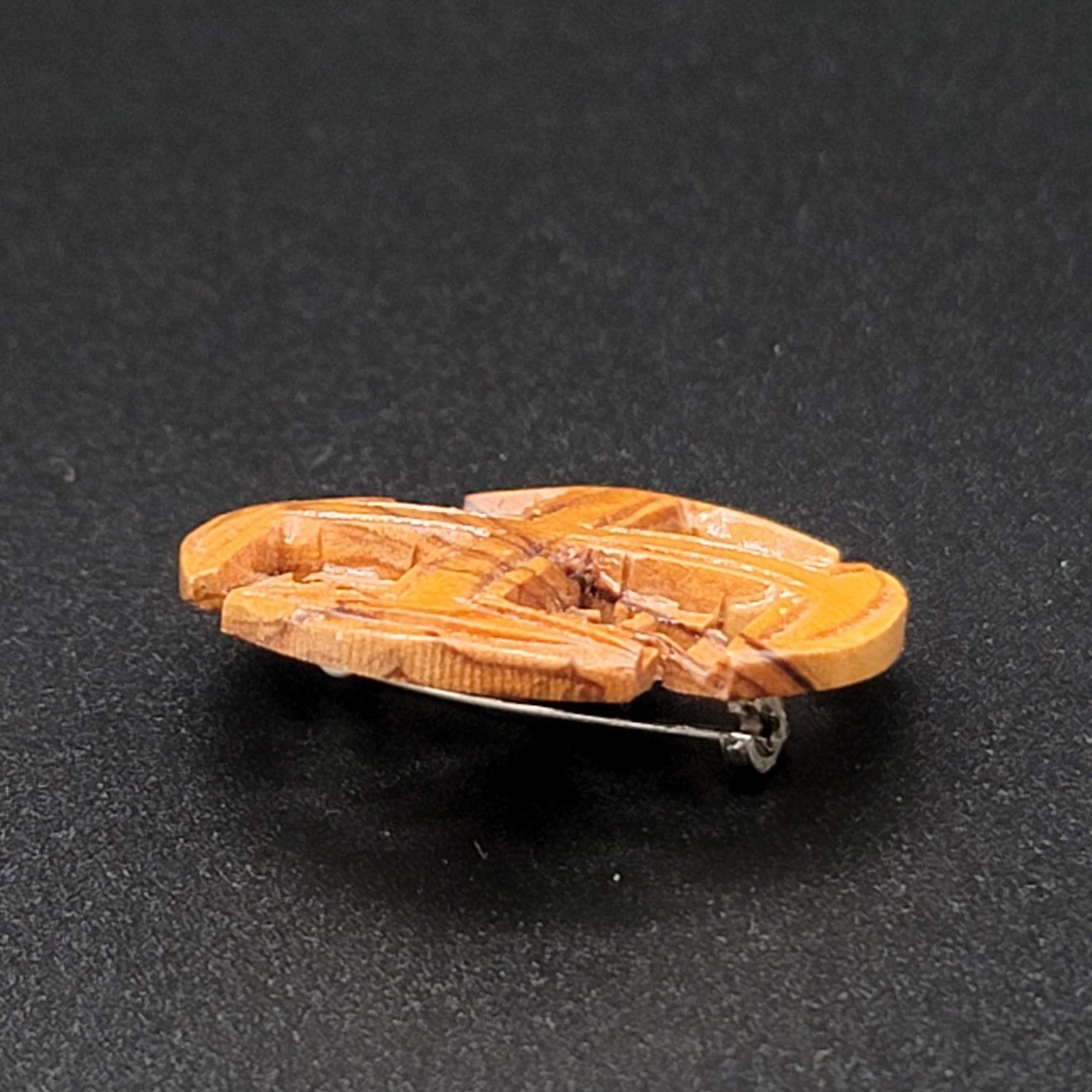 Holy Land Jerusalem Cross Brooch Pin Hand Carved Olive Wood Crusader Cross 1.5"