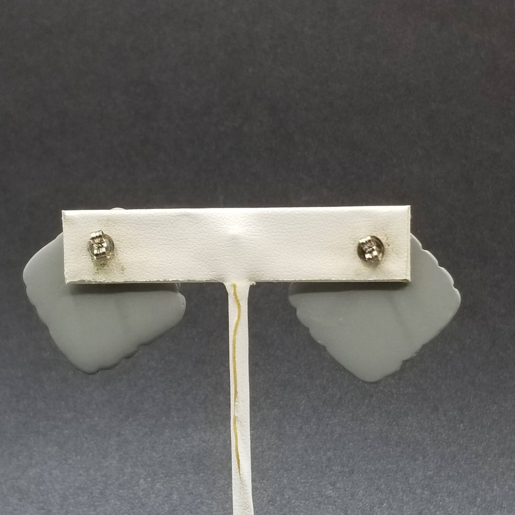 Vintage 1980's Pierced Earrings Gray Acrylic Square Geometric Drop Stud 1 1/4"