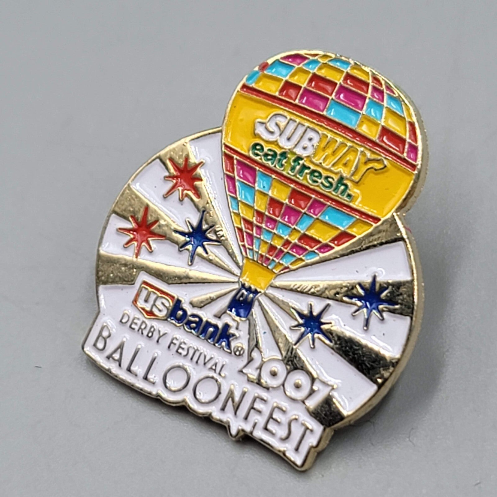 2007 Balloon Fest Derby Festival US Bank Collectors Lapel Enamel Pin 1.25"