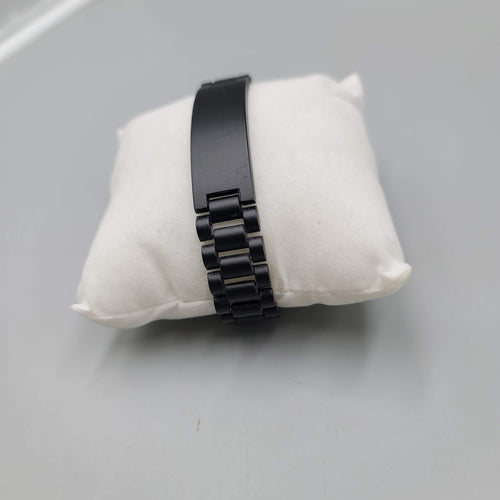 Black Stainless Steel ID Bracelet Mens 8 Inch Matte Link Chain Clasp Modern Gift