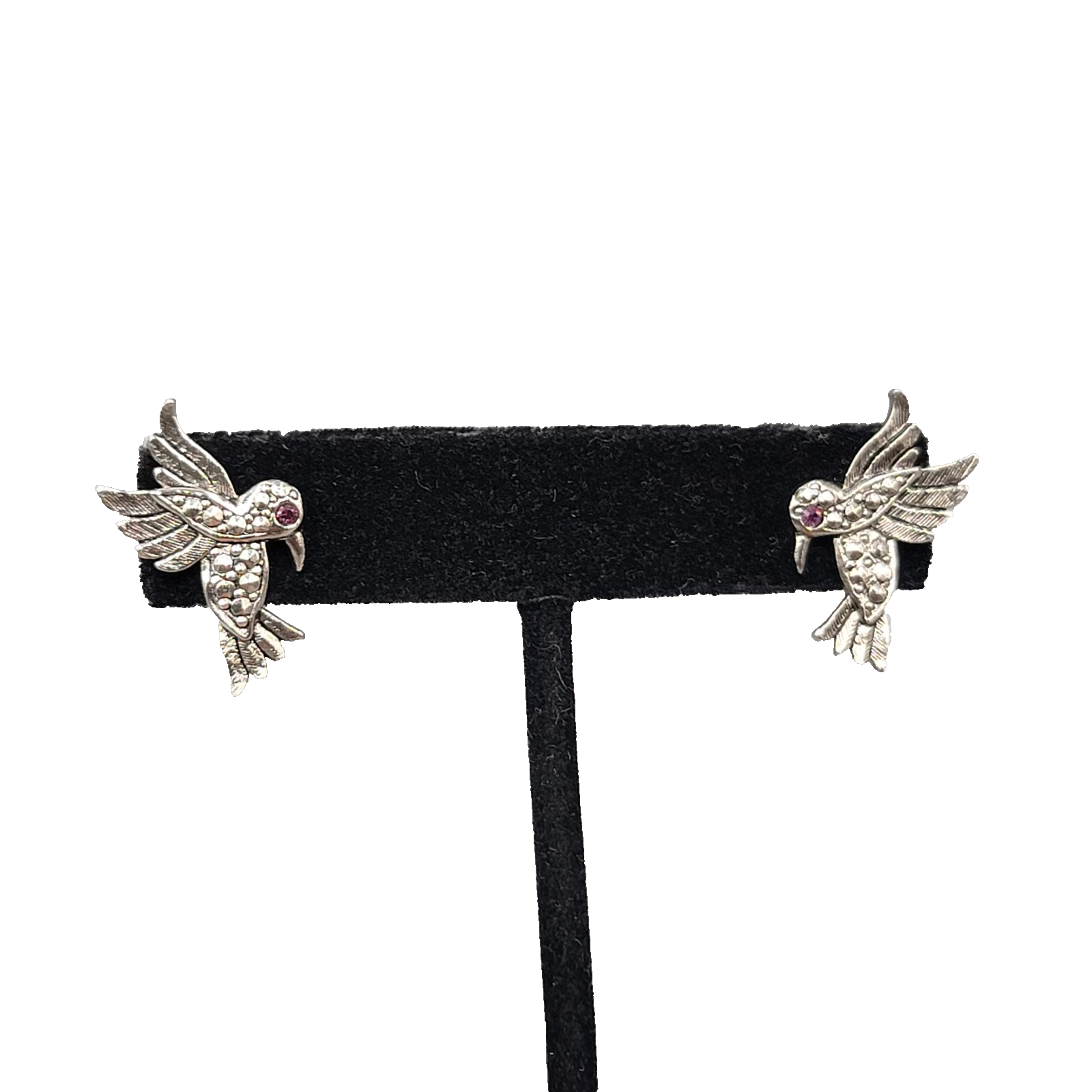 Vintage Avon Hummingbird Pierced Earrings Silver tone Drop 1 in