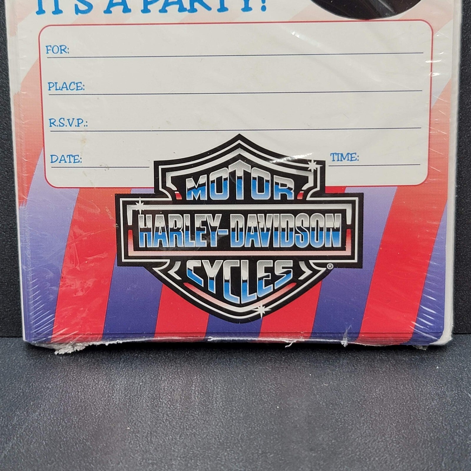 Vintage Contempo Colours Invitations Harley Davidson Party Cards Envelopes NOS