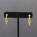 New Skeleton Key Pierced Earrings Gold tone Small Dainty Dangle 3/4"