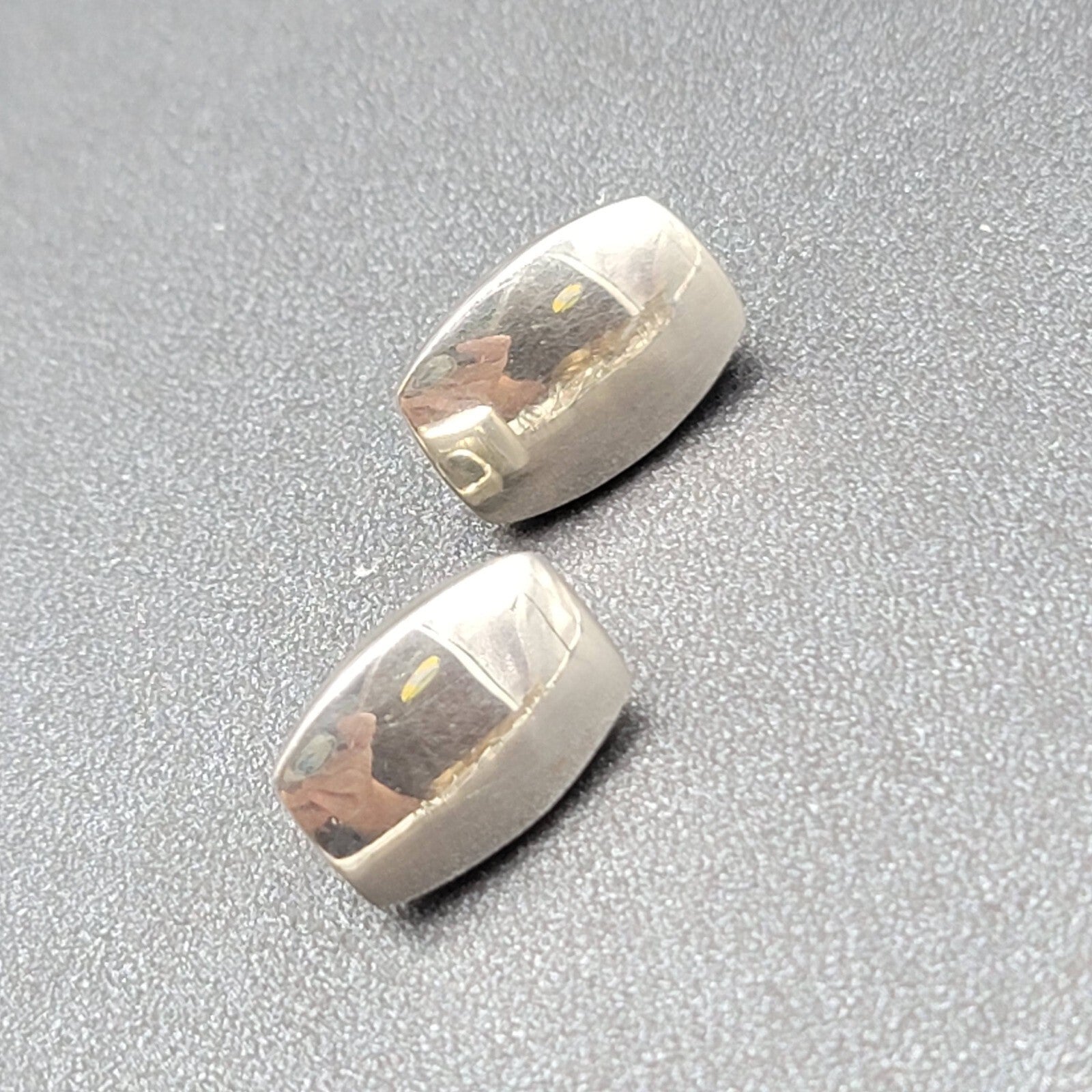 Vintage Clip on Earrings Polished Silver Plated Rectangle Studs 5/8"