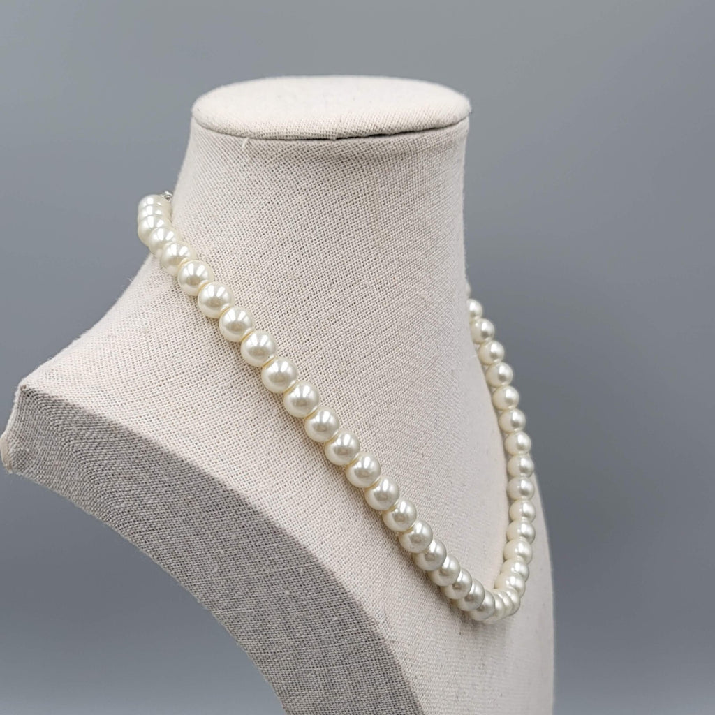 White Bead Necklace Faux Pearl Imitation Pearl 16"-18"