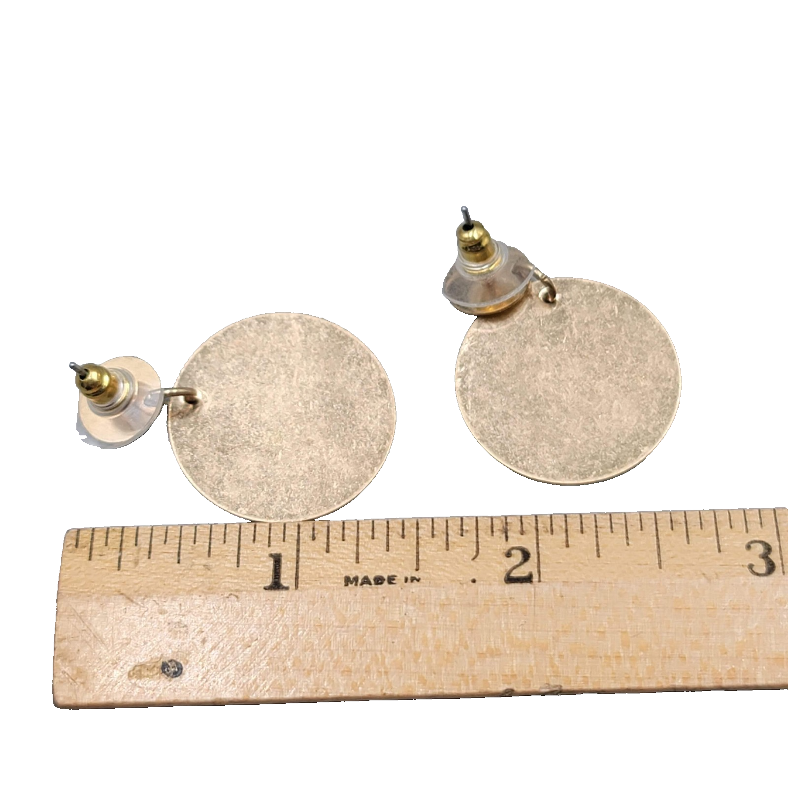 Pink Flamingo Pierced Earrings Yellow Enamel Round Dangle 1 3/8 in
