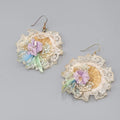 Vintage Wicker Bonnet Pierced Earrings Dangle 1980s 2"