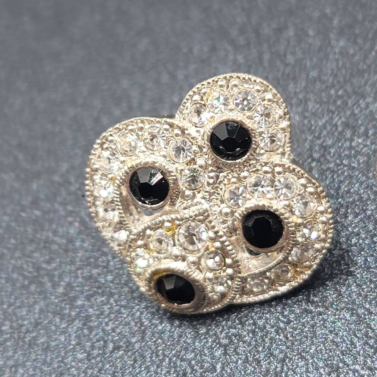 Vintage Pierced Earrings Silver Plated Crystal Rhinestone Studs 3/4"