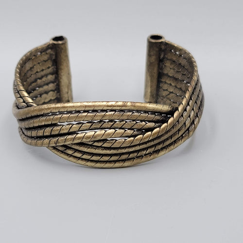 Brass Twist Cuff Bracelet Boho Statement Metal 6.5"