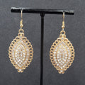 Pierced Earrings Gold Plated Crystal Rhinestone Sparkle Statement 1.75"