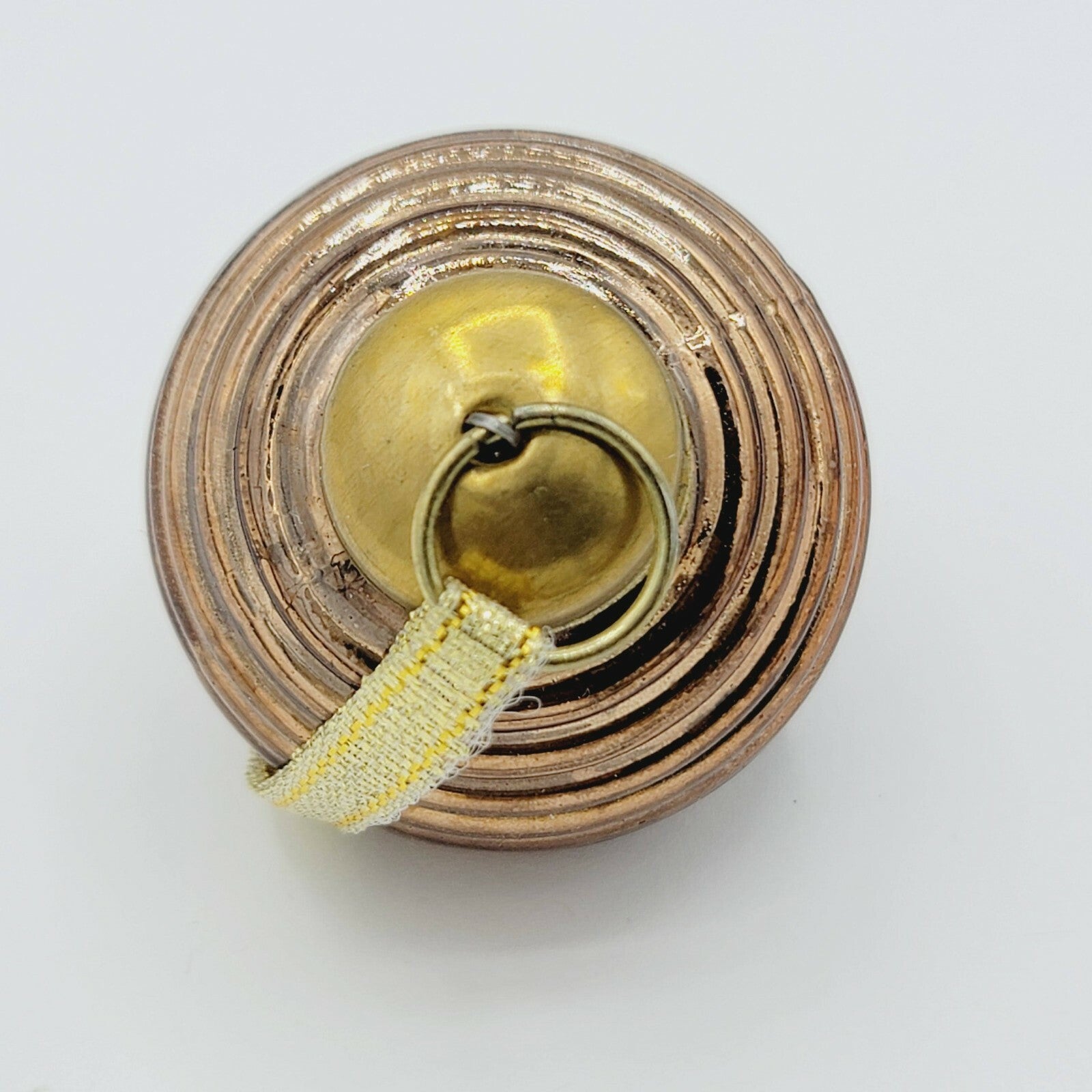 Vintage Blown Ribbed Glass Kugel Style Bronze tone Ball Christmas Ornament 1.75"