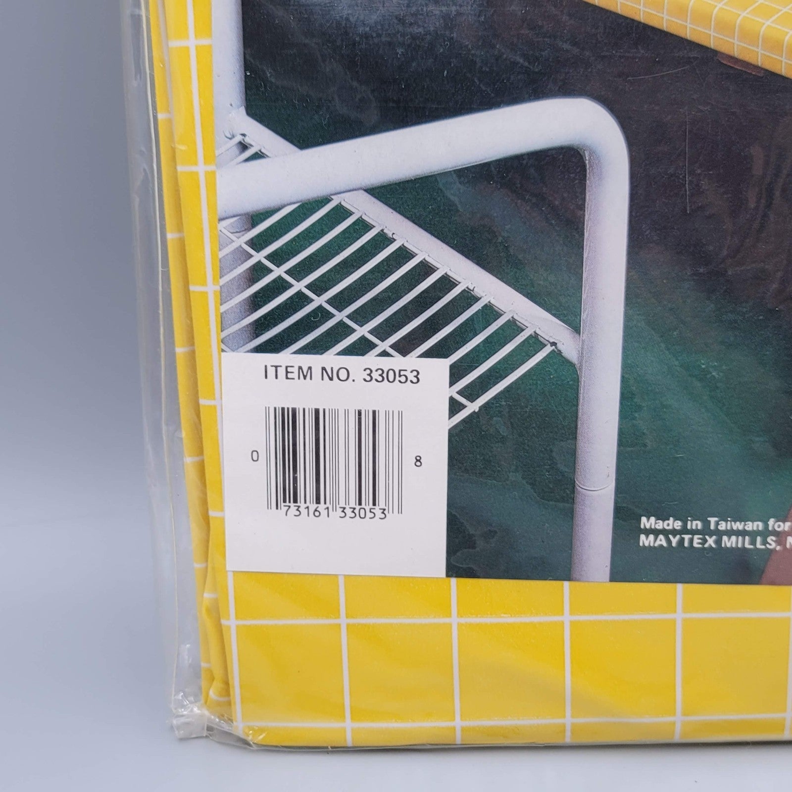 Vtg Maytex Mills Outdoor Elastic Tablecloth Yellow Vinyl  NOS 36"x78"
