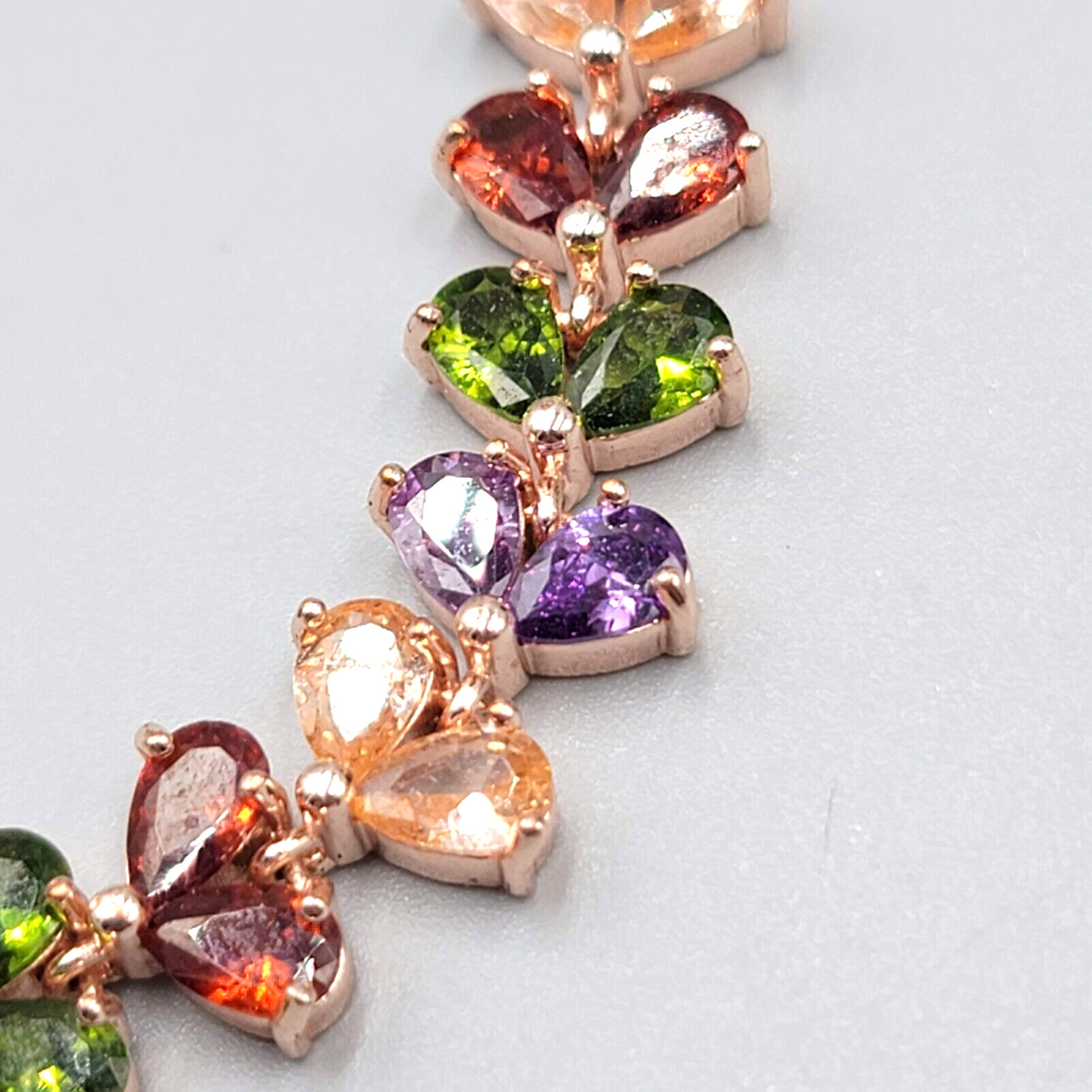 Rose Gold tone Tennis Bracelet Teardrop Shape Crystal 7"
