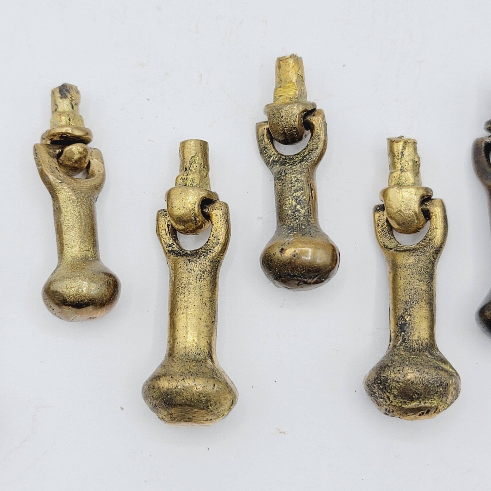 Set of 6 Vintage Brass Drawer Pulls Salvage Hardware Parts