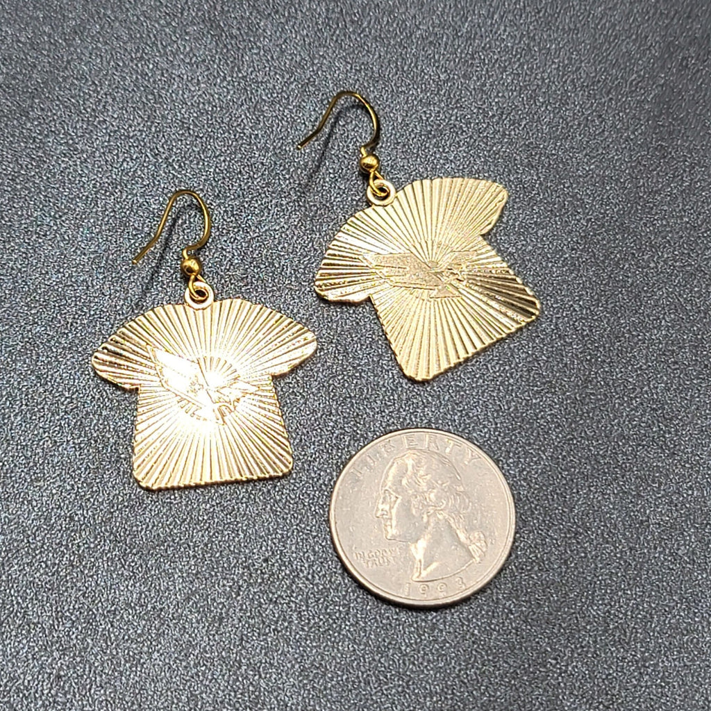 Nurse Scrub Top Pierced Earrings Red White Enamel Gold tone Dangle 1"