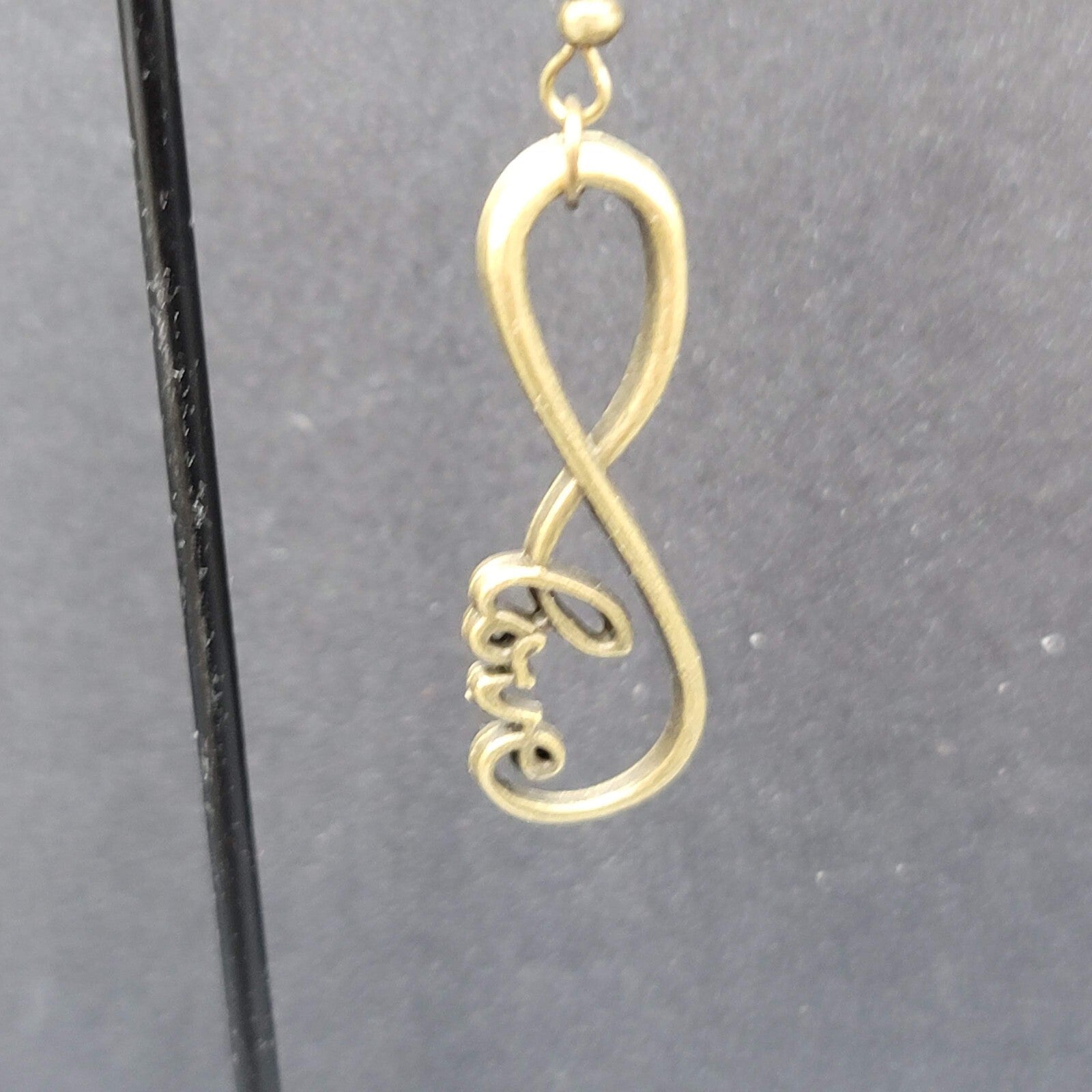 New Infinity Love Pierced Earrings Bronze tone Dangle Open Work 1.5"