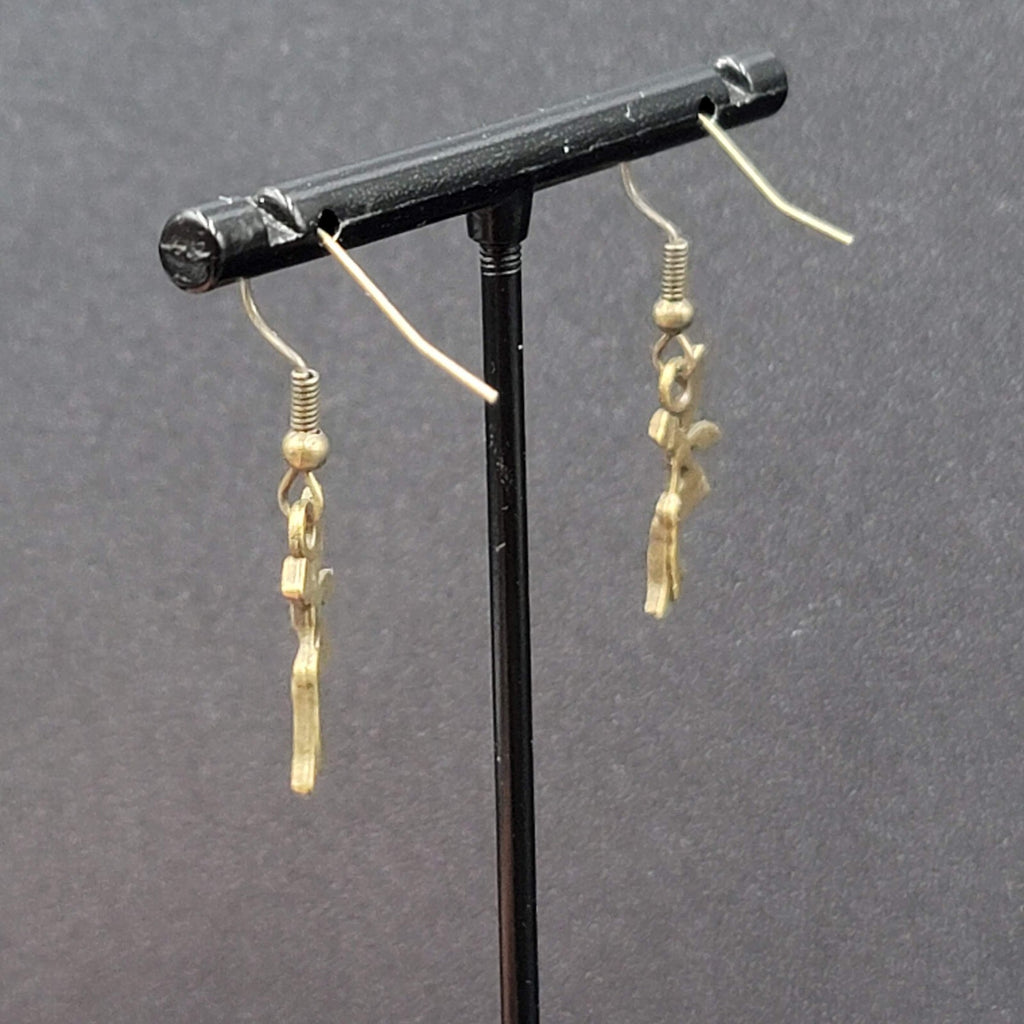 New Fairy Pierced Earrings Bronze tone Dangle 3/4"