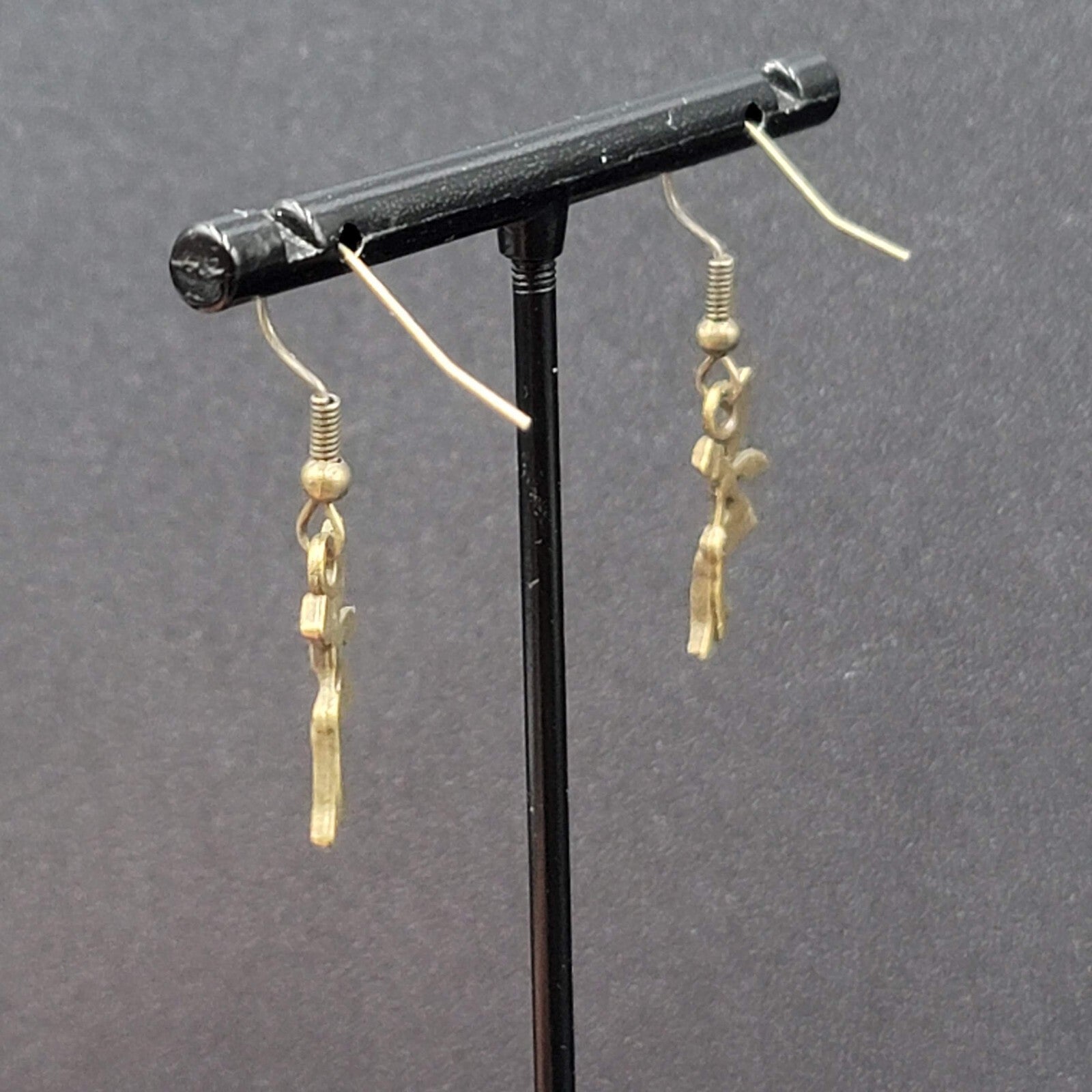 New Fairy Pierced Earrings Bronze tone Dangle 3/4"