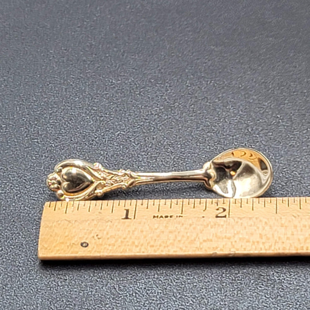 Vintage Spoon Brooch Gold tone Heart Estate Costume Jewelry 2 1/2"