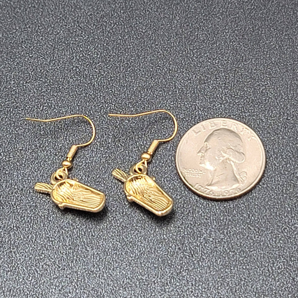 Smoothie Pierced Earrings Shake Coffee Gold tone Dangle Enamel 3/4"