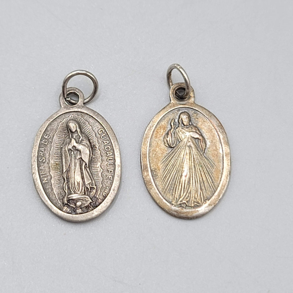 Vintage Catholic Medals Lot Our Lady of Guadalupe Divine Mercy Jesus Italy Charm