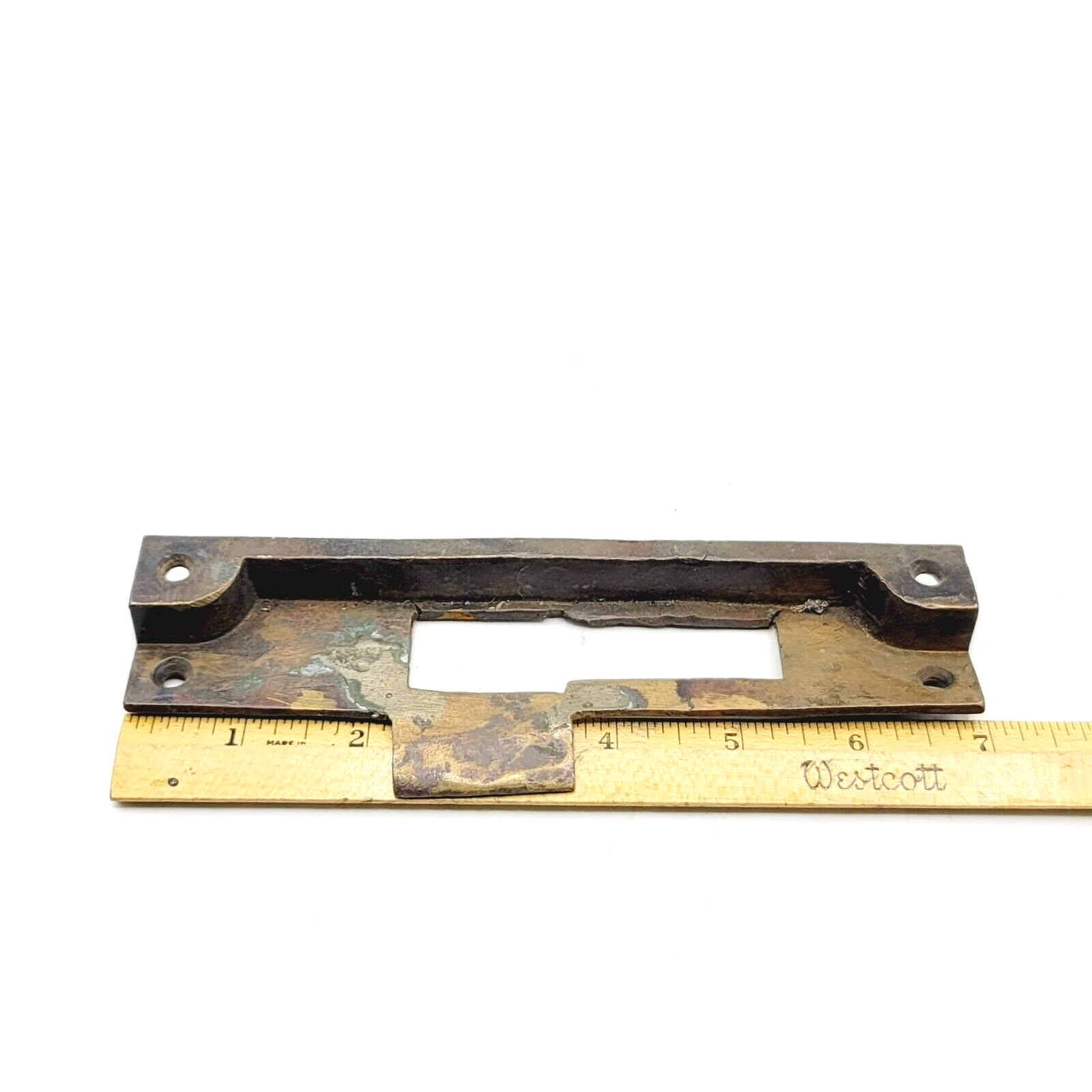 Antique Bronze Exterior Door Strike Plate Mortise Inset 7" x 1 1/2"