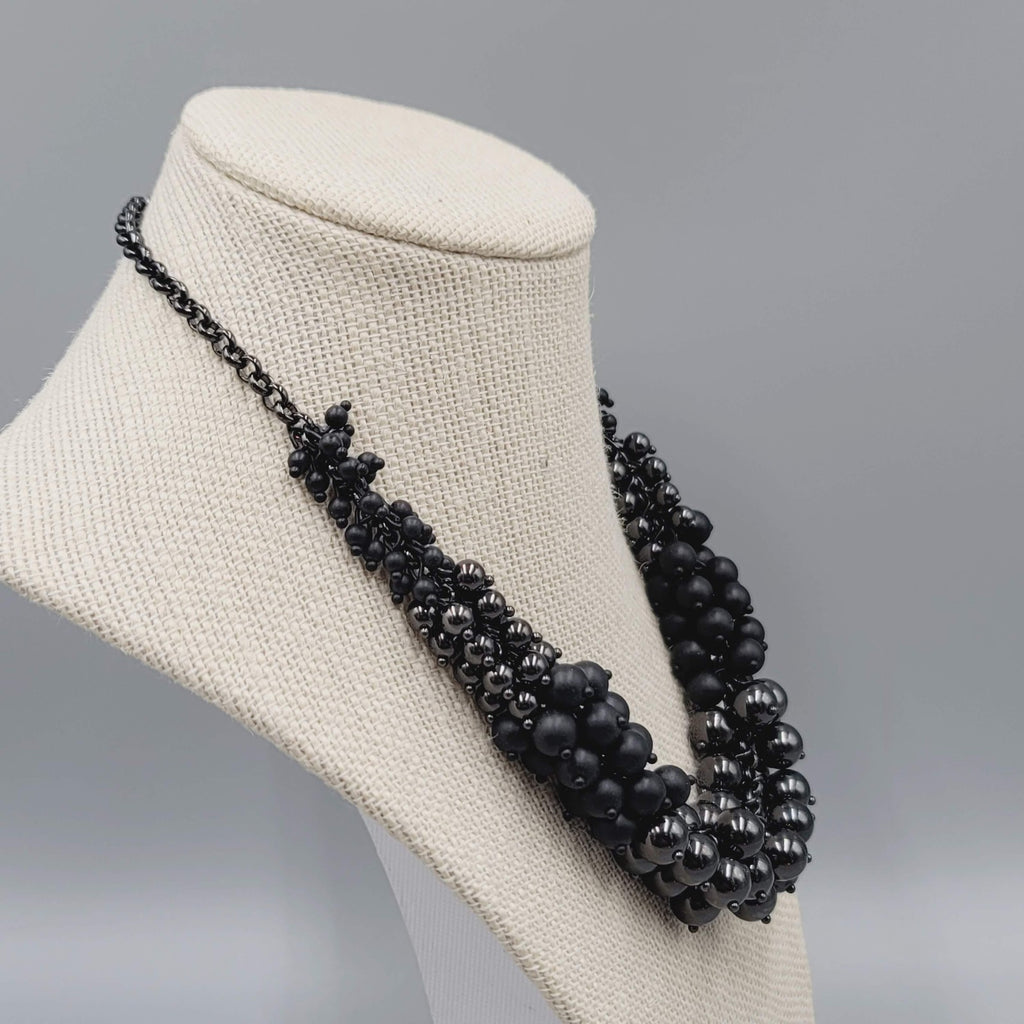 J Crew Statement Necklace Clustered Beads Adjustable Chain 16"-19"