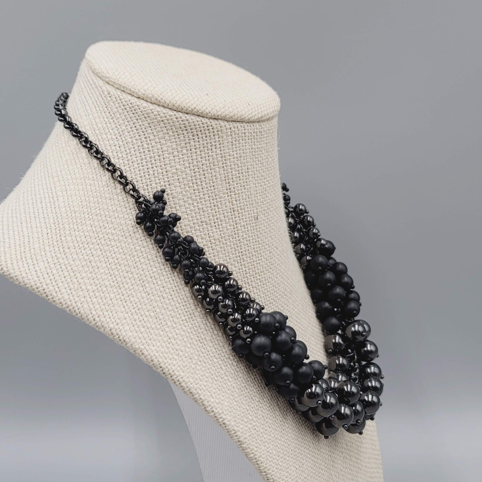 J Crew Statement Necklace Clustered Beads Adjustable Chain 16"-19"