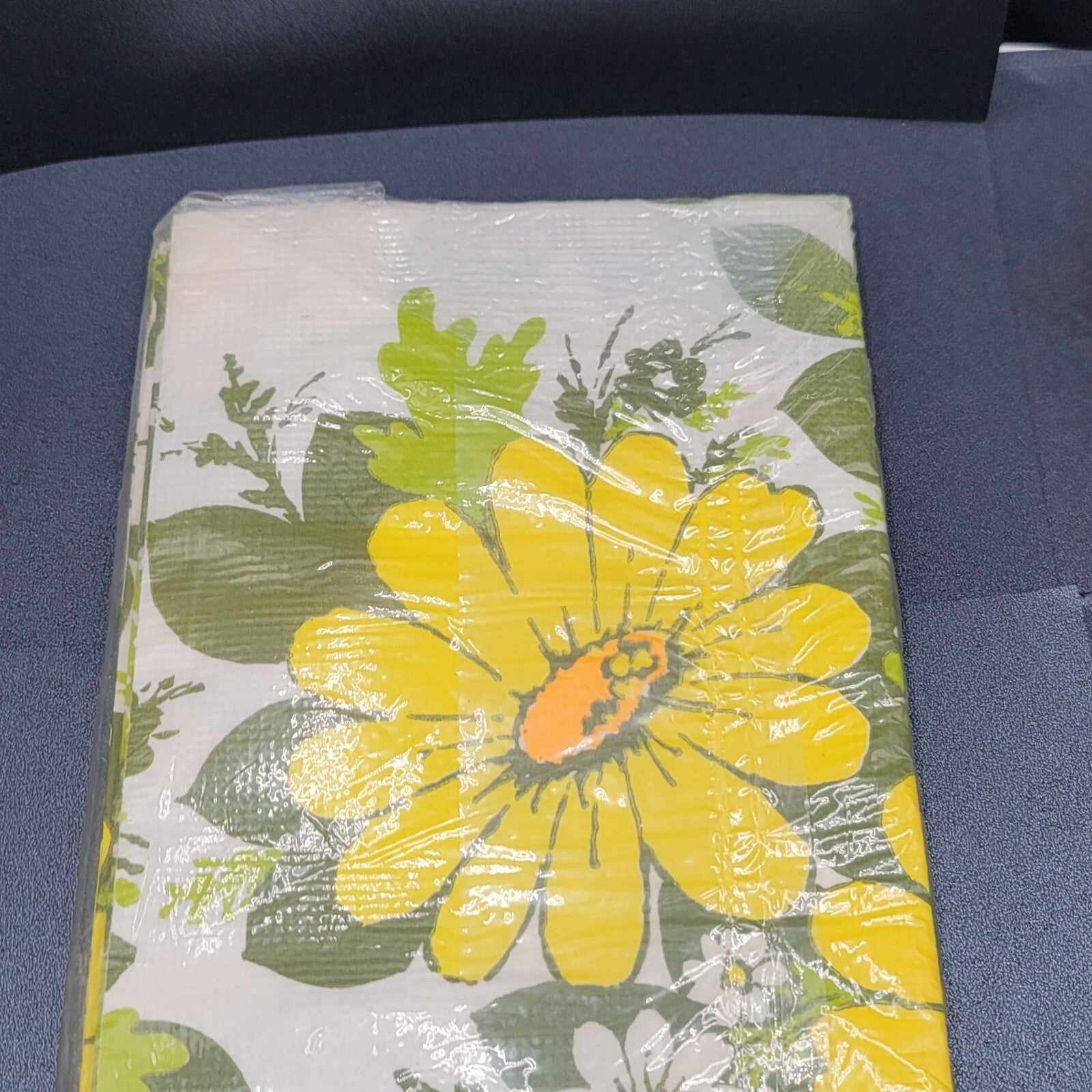 Vintage Hallmark Yellow White Flowers Floral Paper Table Cover 60" x 102" New