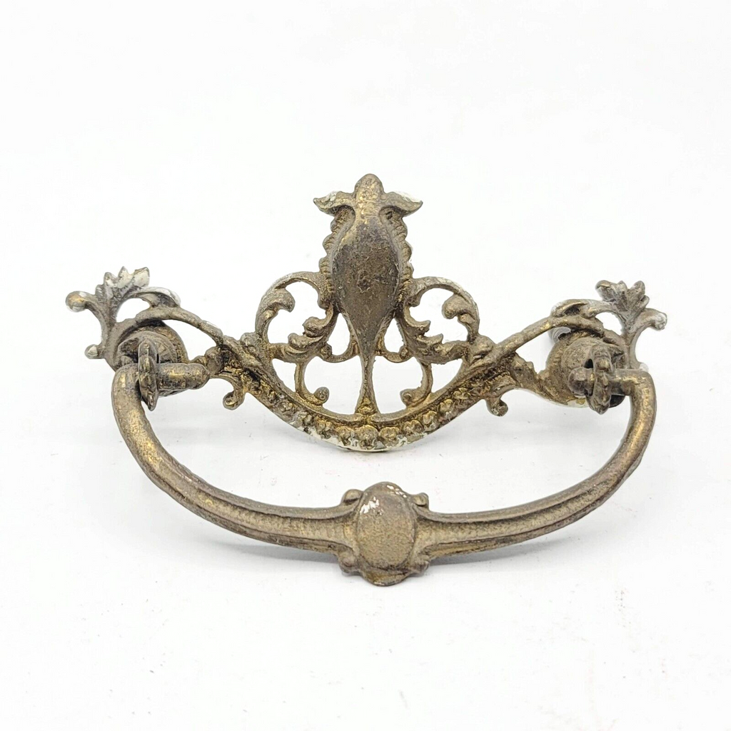 Vintage SINGLE Brass Drawer Pull Handle Gold Salvage 3"