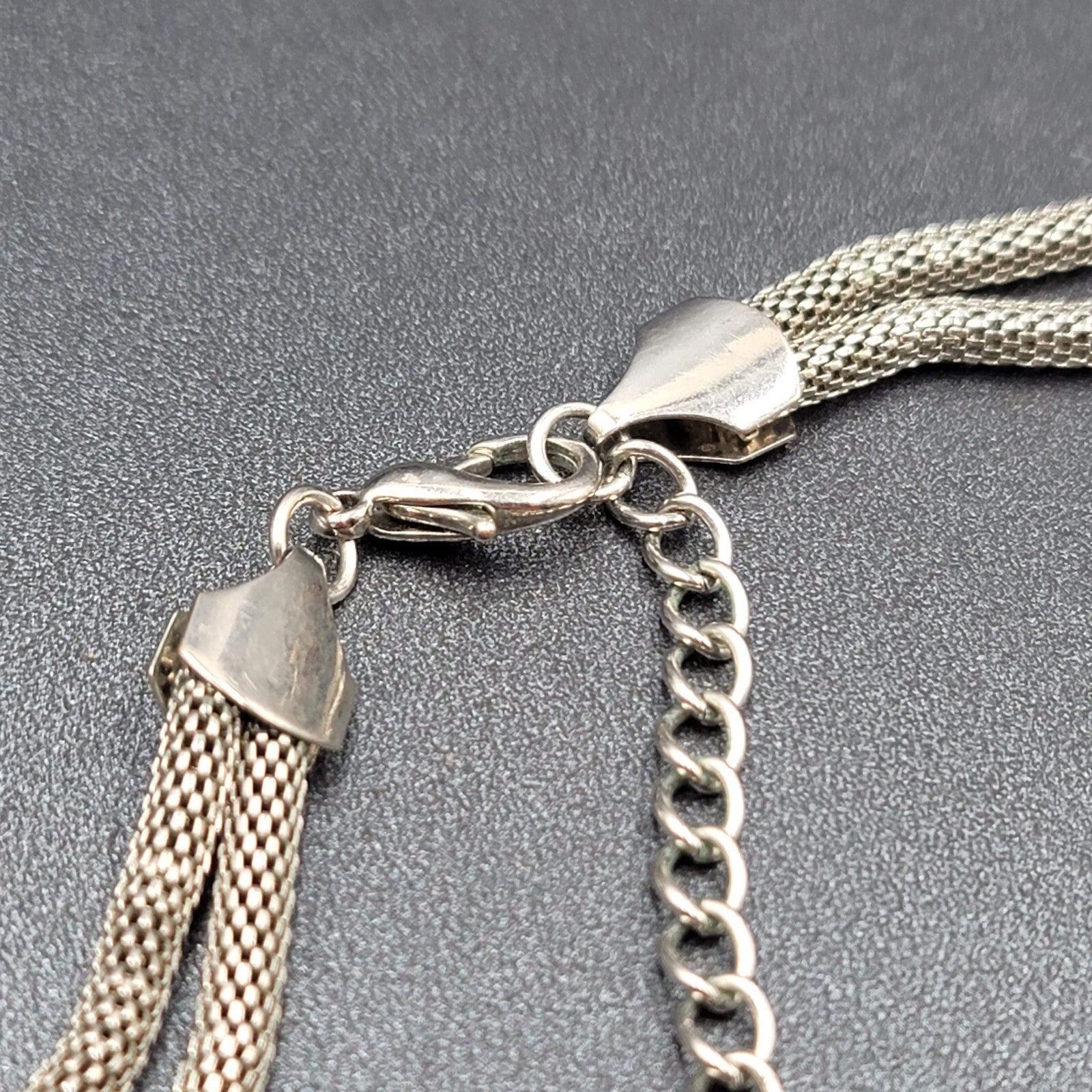 Vintage Snake Chain Knot Necklace Silver tone Large Statement 24"-27"