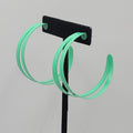 Green Enamel Hoops Hoop Pierced Earrings Large Statement Double 2"