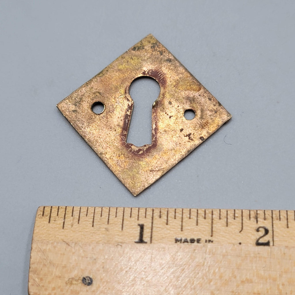 Vintage Square Brass Skeleton Keyhole Escutcheon Salvage Hardware 1.5" (59)