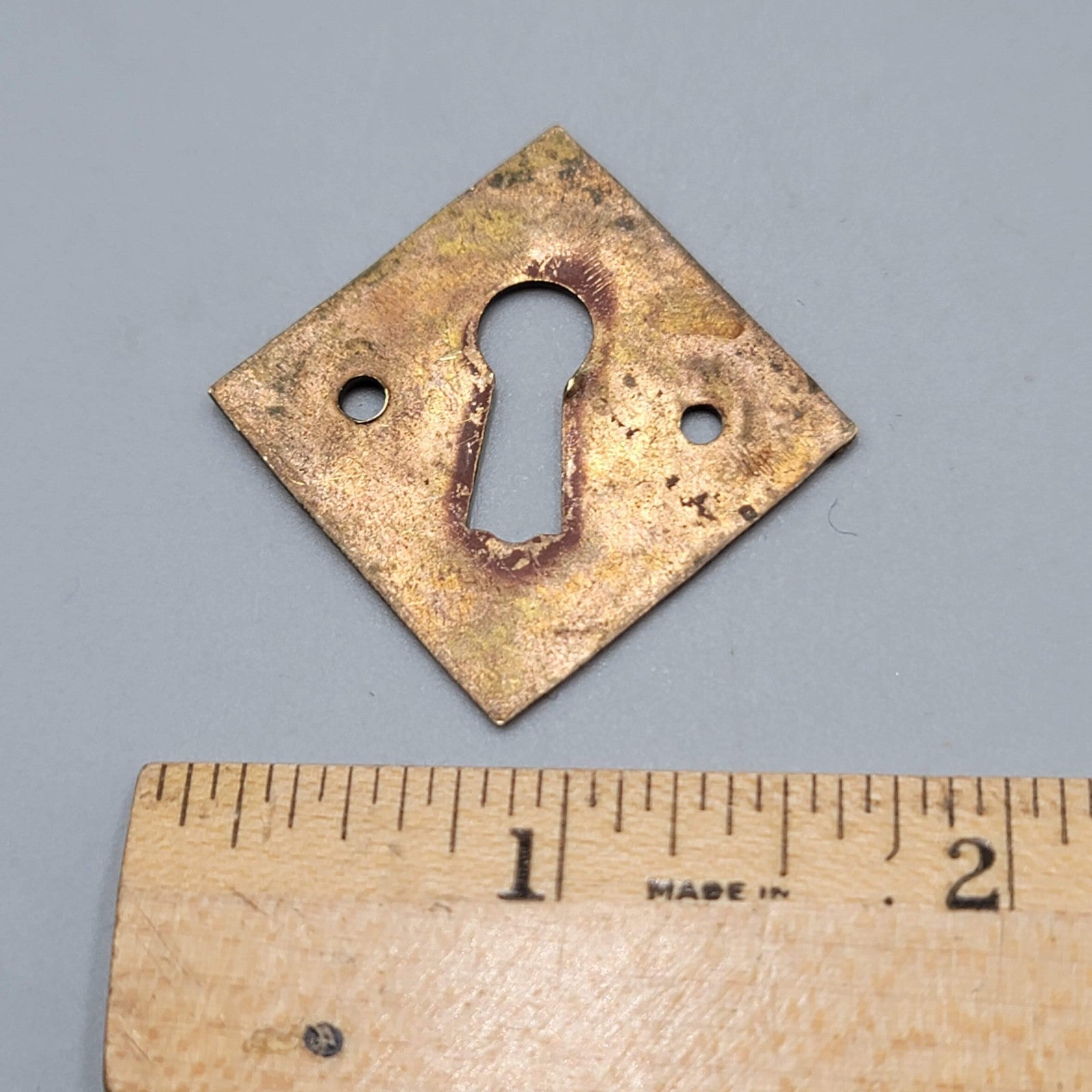 Vintage Square Brass Skeleton Keyhole Escutcheon Salvage Hardware 1.5" (59)