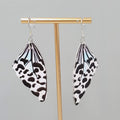 Butterfly Wing Pierced Earrings Black White  Statement Dangle 2.25"