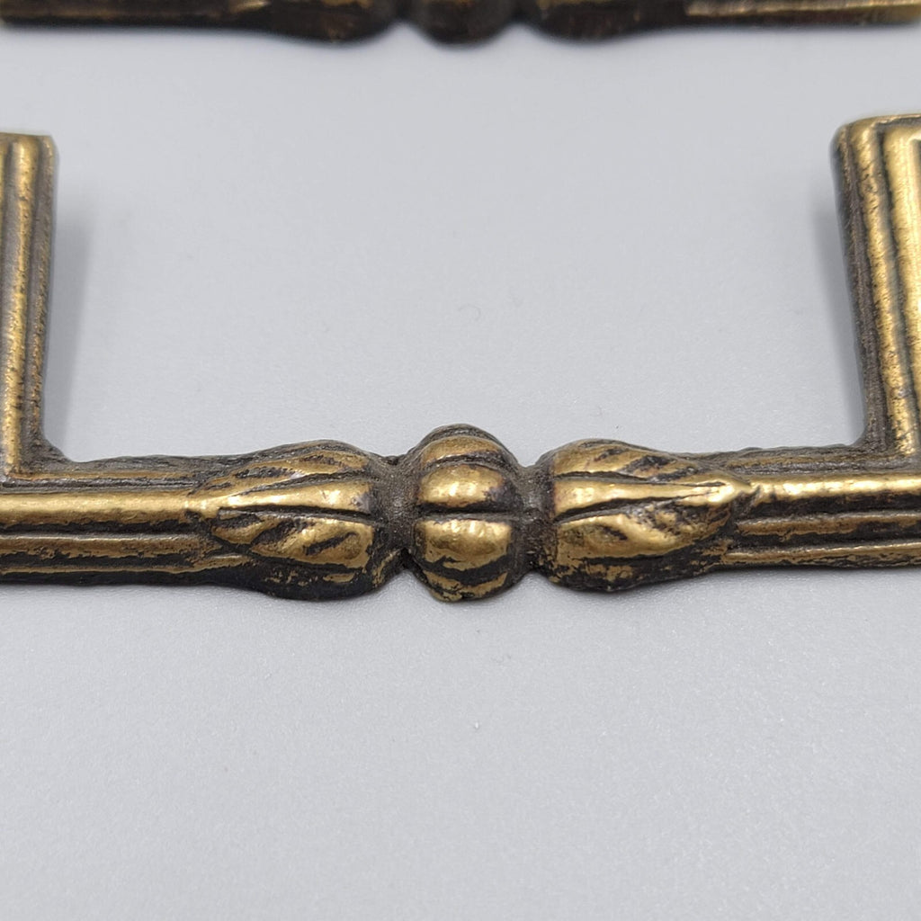 Vtg Leaf Brass Bail Drop Drawer Pull Hardware Set of 4 Reclaimed Part 3"