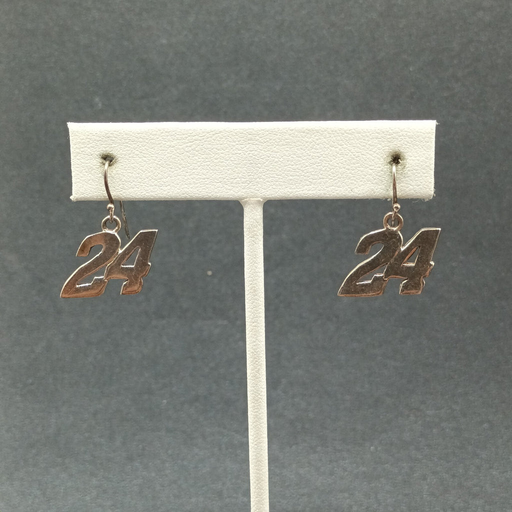 Vintage Pierced Earrings Sterling Silver 24 Jeff Gordon Nascar Dangle 1/2"